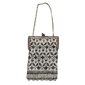 Vtg Mandalian Mfg Co Mesh Flapper Purse Art Deco Geometric Enamel USA READ